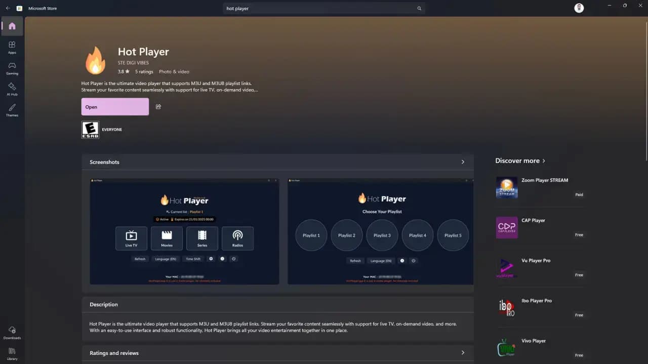 Bouton d'installation de Hot Player sur ordinateur