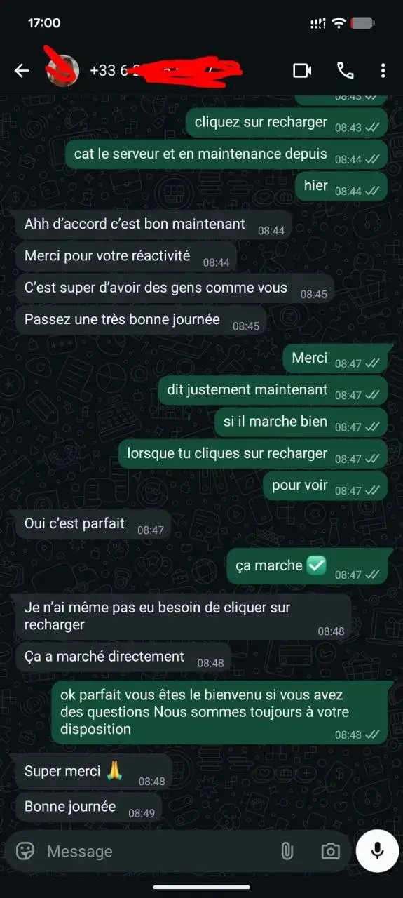 Avis client WhatsApp 2